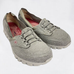 Skechers EZ Flex Flicker BBK Shoes Women Size 10 Beige Slip On Sneaker Walking